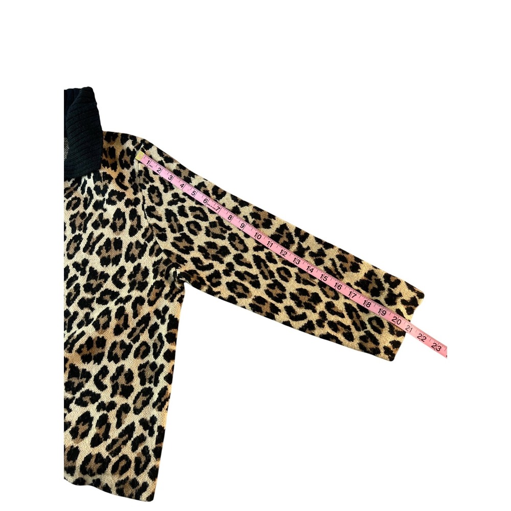 Rafaella Leopard Print Cardigan Sweater Womens Large Wool Blend Button Front L - Picture 7 of 8